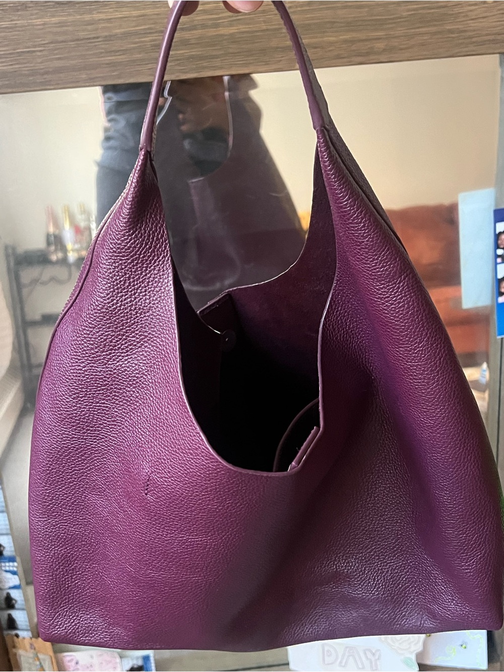 & Other Stories Plum Leather Hobo Shoulder Bag